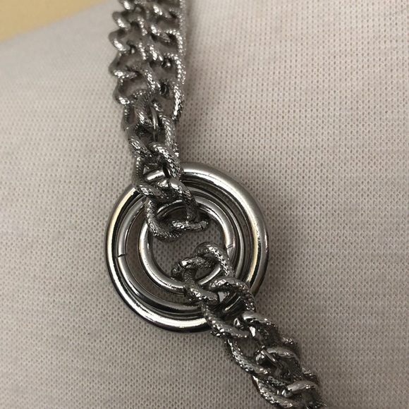 Fab Statement Necklace Two Strand Silver Tone 24” - Picture 7 of 9